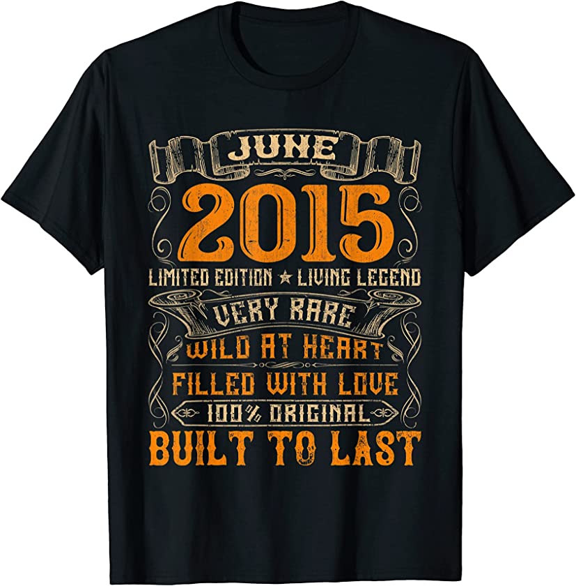 Vintage June 2015 Decorations 6 Year Old 6th Birthday T-Shirt