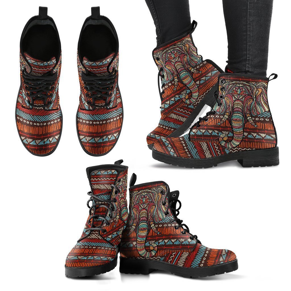 Bohemian Elephant Women’S Leather Boots Fashion Boots Custom Shoes