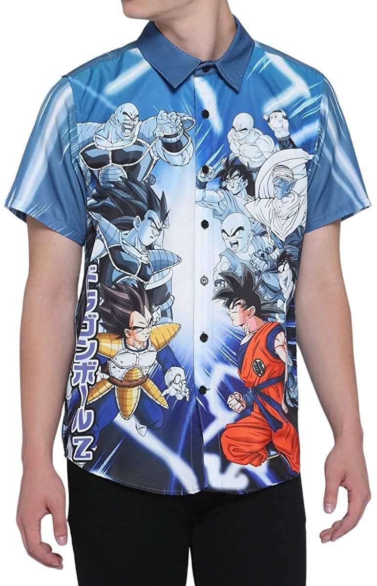 Beach Shirt Mens Print Dragon Ball Z Characters Button-Up Hawaii Shirt ...