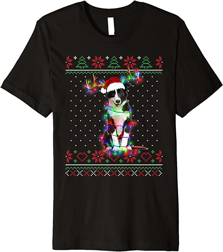 Border Collie Dog Ugly Sweater Christmas Puppy Dog Lover Premium T-Shirt