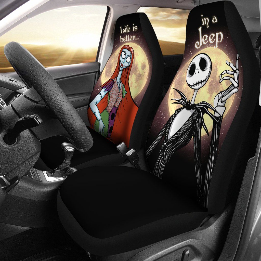 616 Jack Life Is Better in a Jeep Jack Skellington and Sally Car Seat Cover  Universal Fit