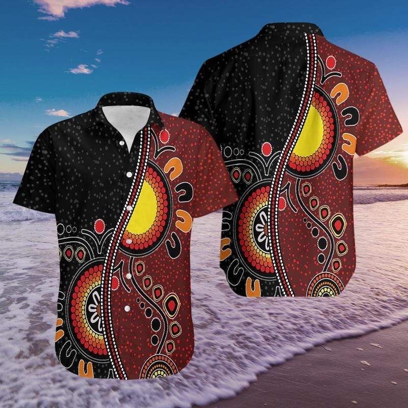 Buy Hawaii Aloha Shirts Aboriginal Australia Flag Dot Ha97662