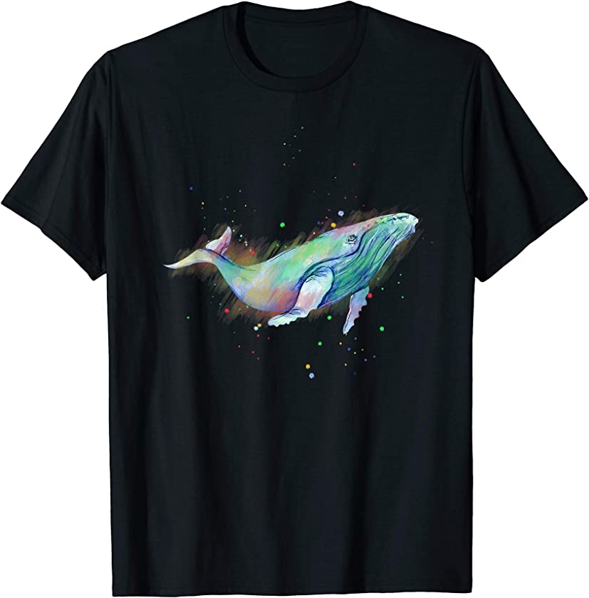 Rainbow Watercolor Whale T-Shirt – Humpback, Blue Whale