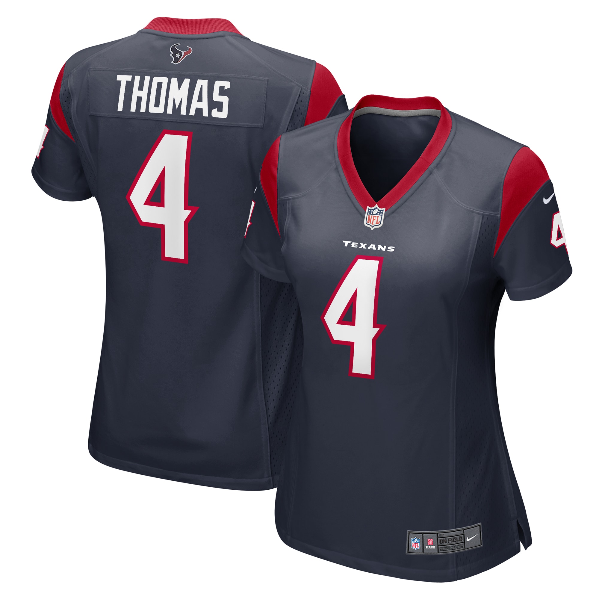 Women’s Houston Texans Tavierre Thomas  Navy Team Game Jersey