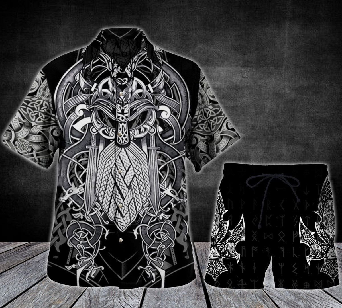 Viking Odin Tattoos – Combo Hawaii Shirt & Short