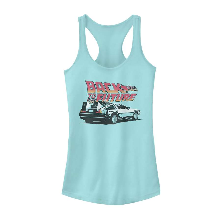 Back to the Future Junior’s DeLorean Bold Cartoon  Racerback Tank