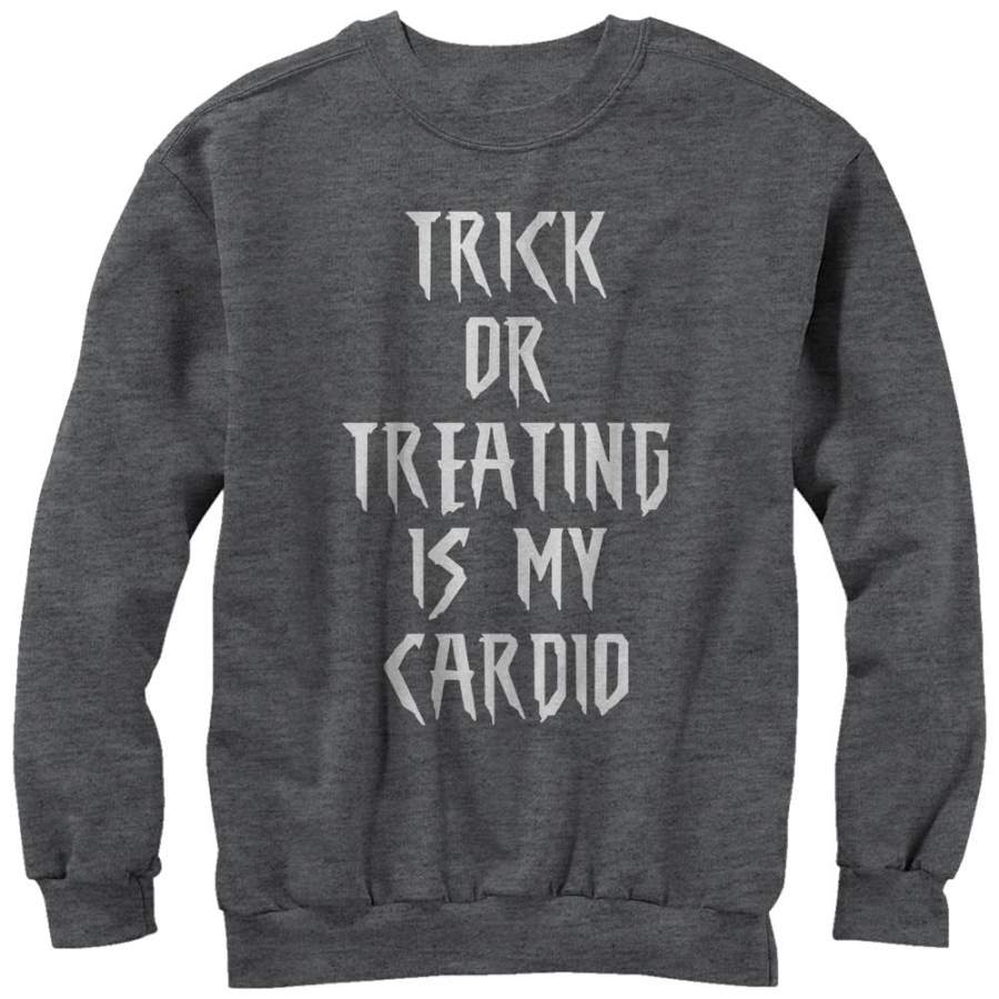 CHIN UP Women’s Trick or Treating is my Cardio  Sweatshirt Charcoal Heather