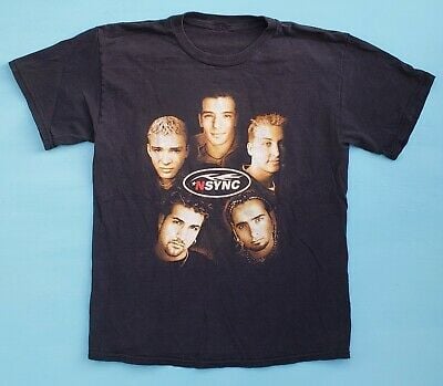 Vtg 90s Nsync 2 Sided T Shirt Concert Tour Black Boy Band Justin Timberlake 1999 2016