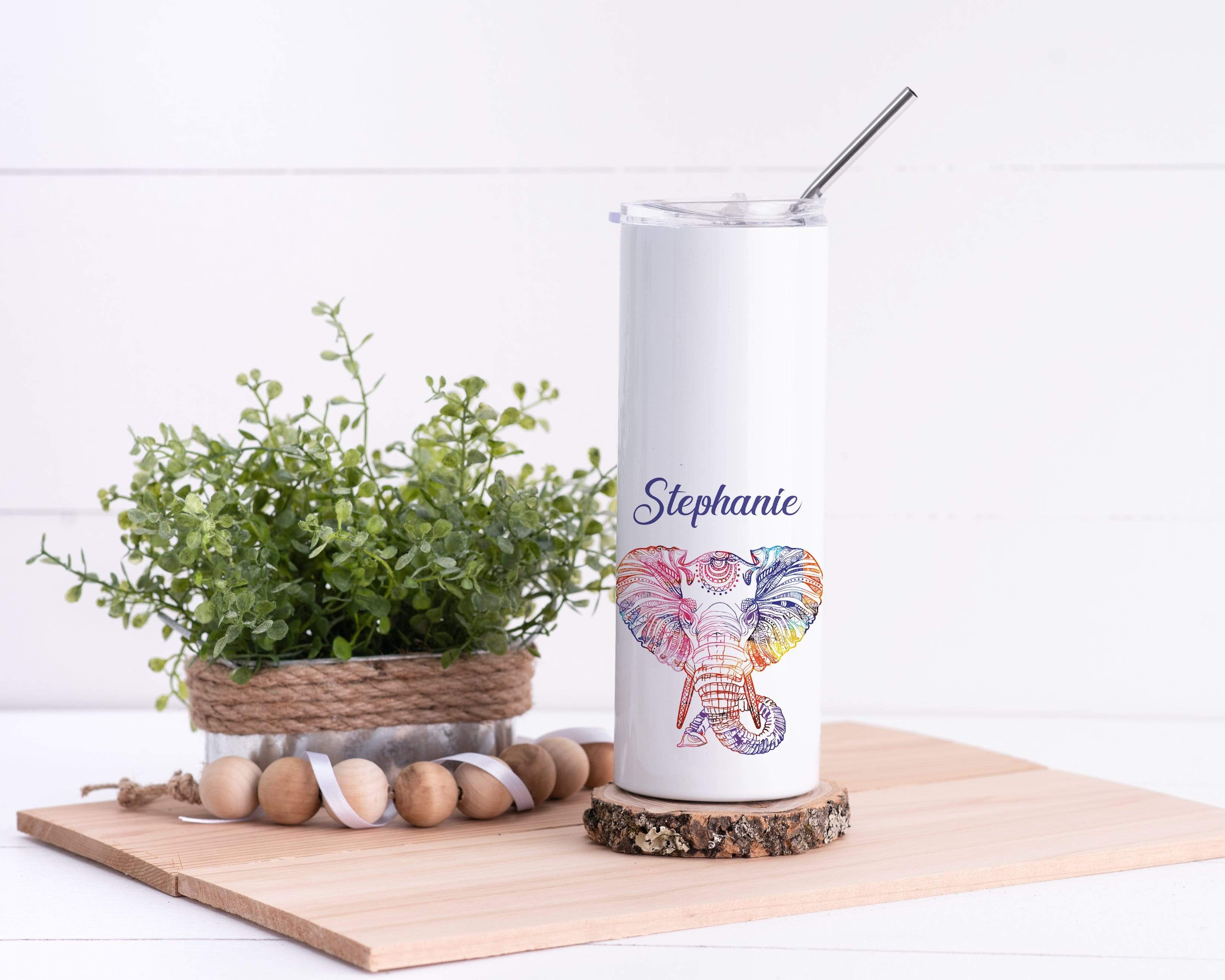 Personalized Elephant Design Stainless Steel 20Oz Skinny Tumbler