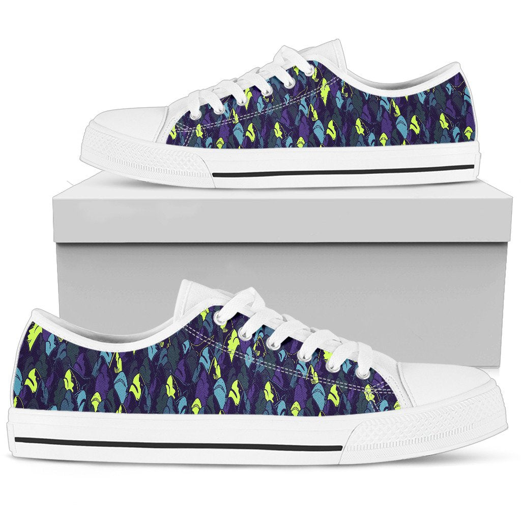 Shark Neon Color Print Women Low Top Shoes