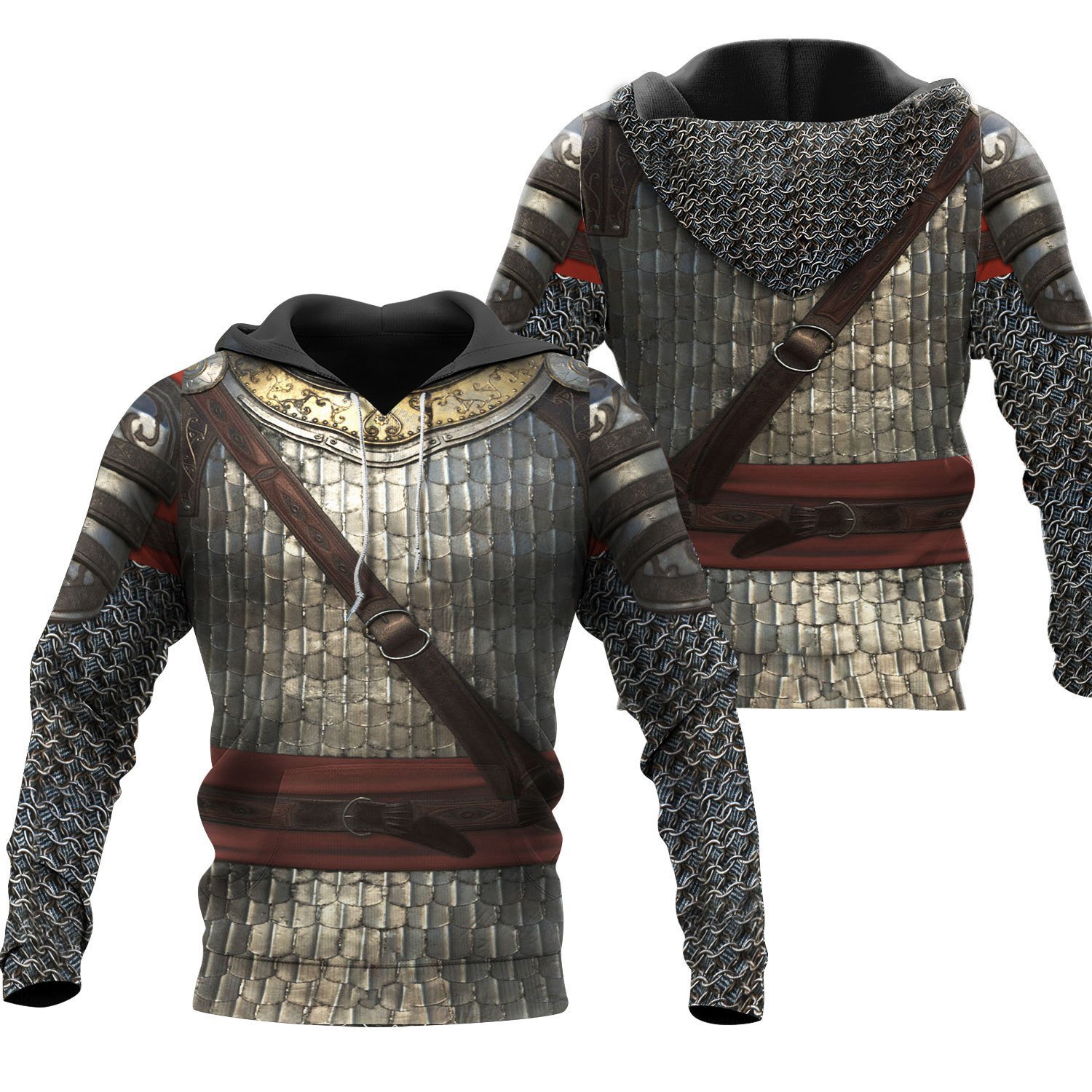 3D All Over Printed Chainmail Knight Medieval Armor Tops Mp250201