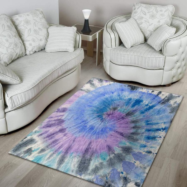 Black And Blue Tie Dye Area Rug