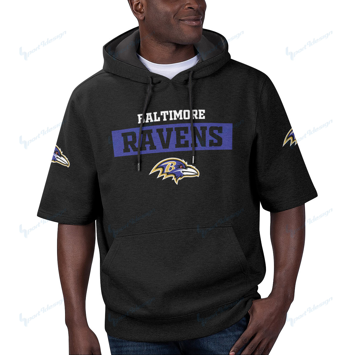 Baltimore Ravens Short Sleeve Hoodie Bg21