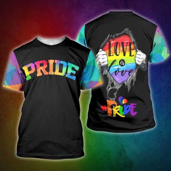 Pride 3D T Shirt, Lgbt Pride Love Is Love Tear Off 3D All Over Printed Shirt, Love Pride Shirt 3D