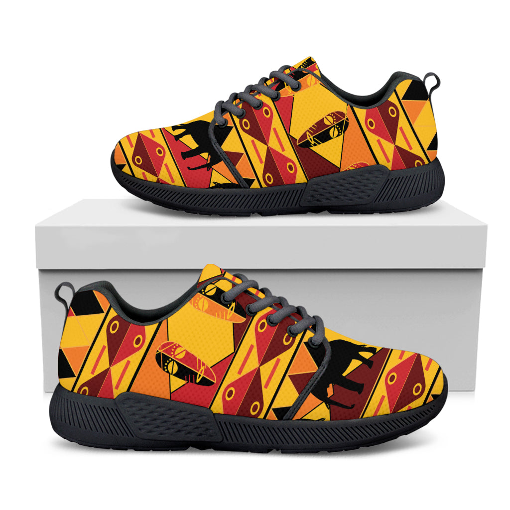 Sunset African Tribal Pattern Print Black Athletic Shoes