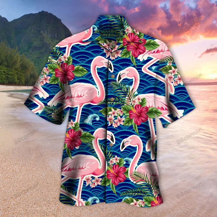 Flamingo Hawaii Shirt, Summer Aloha Shirt, Gift For Summer