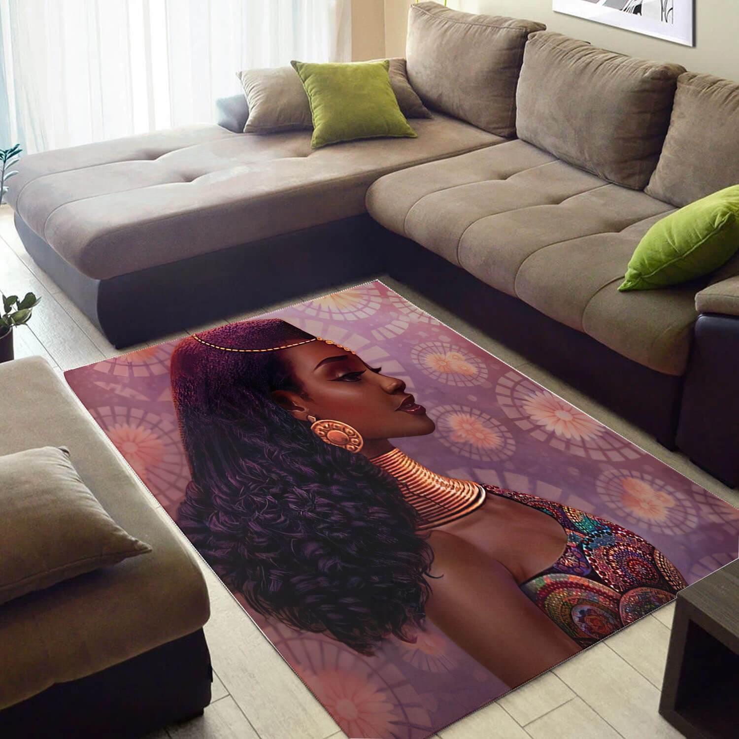 Trendy African American Rug Beautiful Afro American Afro Woman African Large Rug African Living Room Decor WBG3873