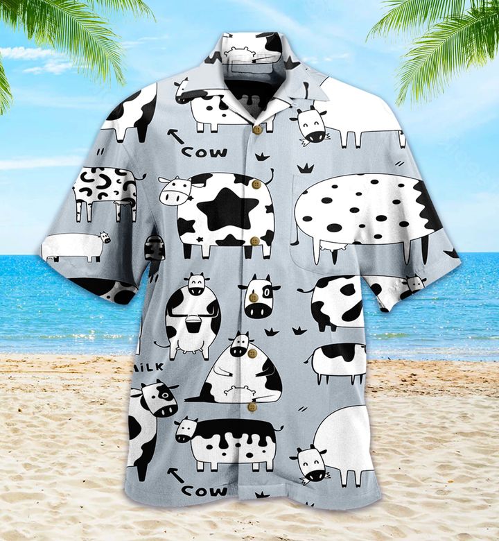 Cow Milk Dusty Blue Hawaii Shirt Ha70481