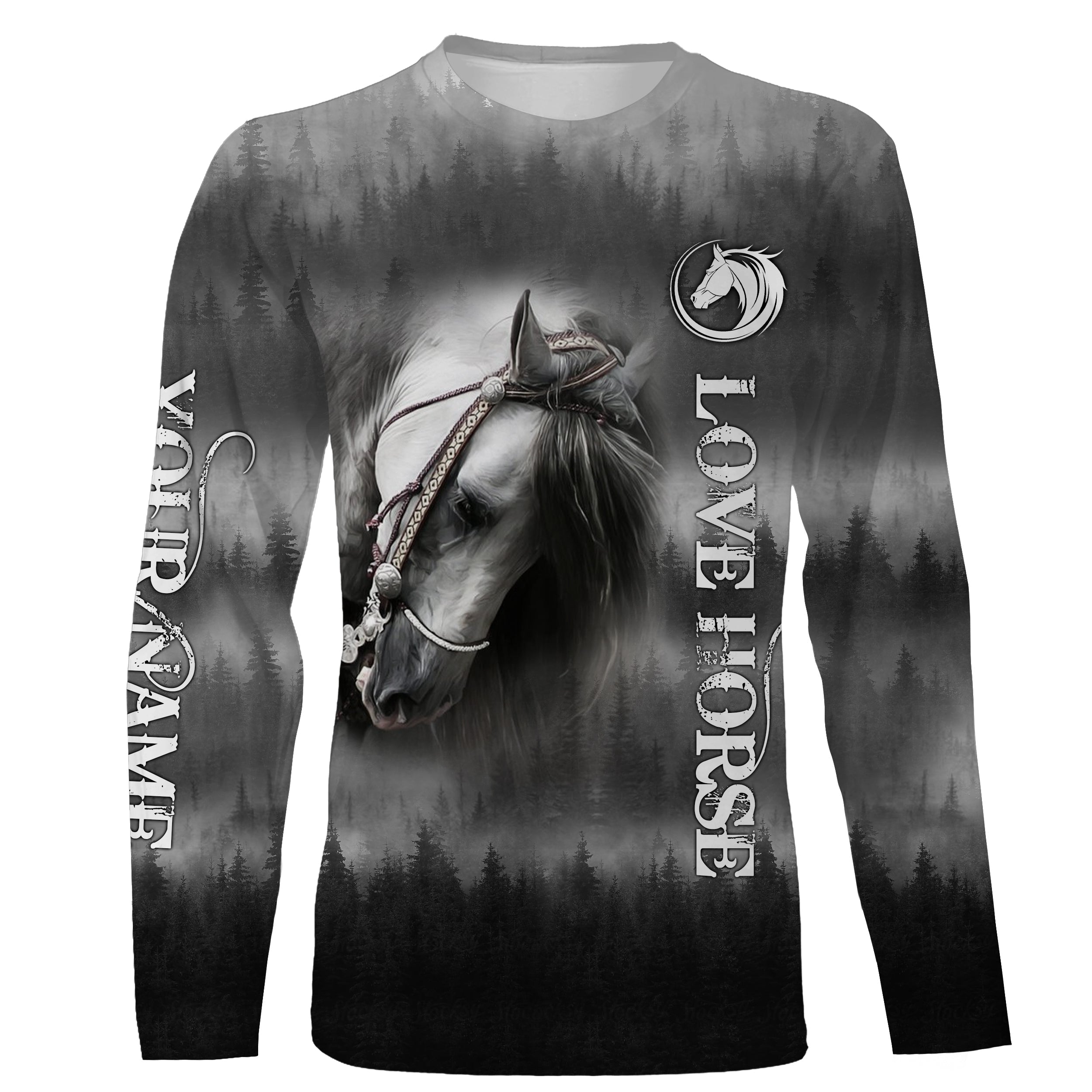 Beautiful White Horse Black Shirt Customize Name Love Horse 3D All Over Printed Shirt, Personalized Girls Horse Shirt Nqs2875