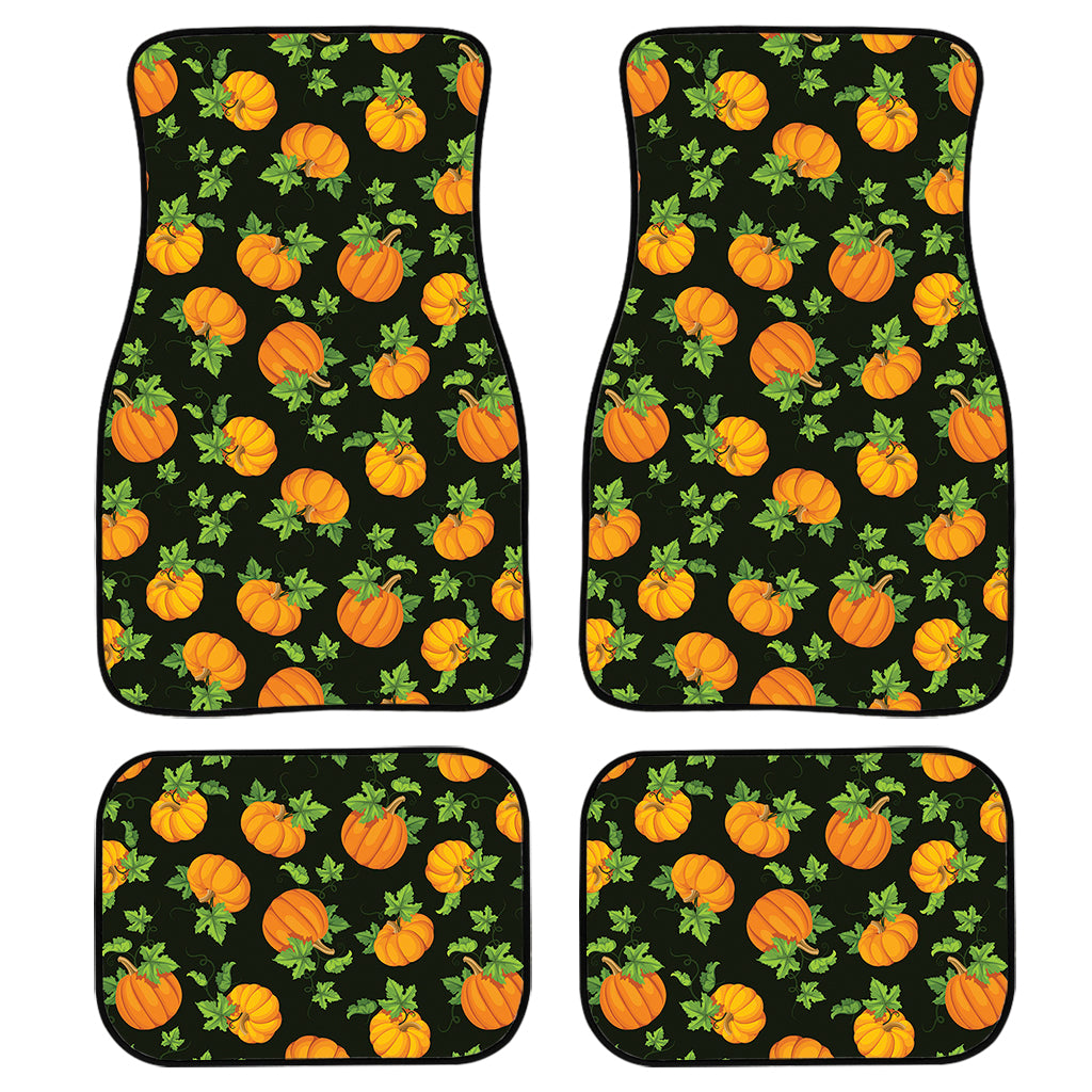 Cute Pumpkin Pattern Print Front And Back Car Floor Mats, Front Car Mat