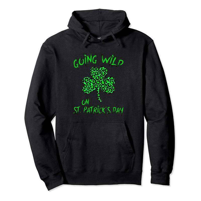 Green Leopard Shamrock Going Wild on St. Patrick’s Day Funny Pullover Hoodie