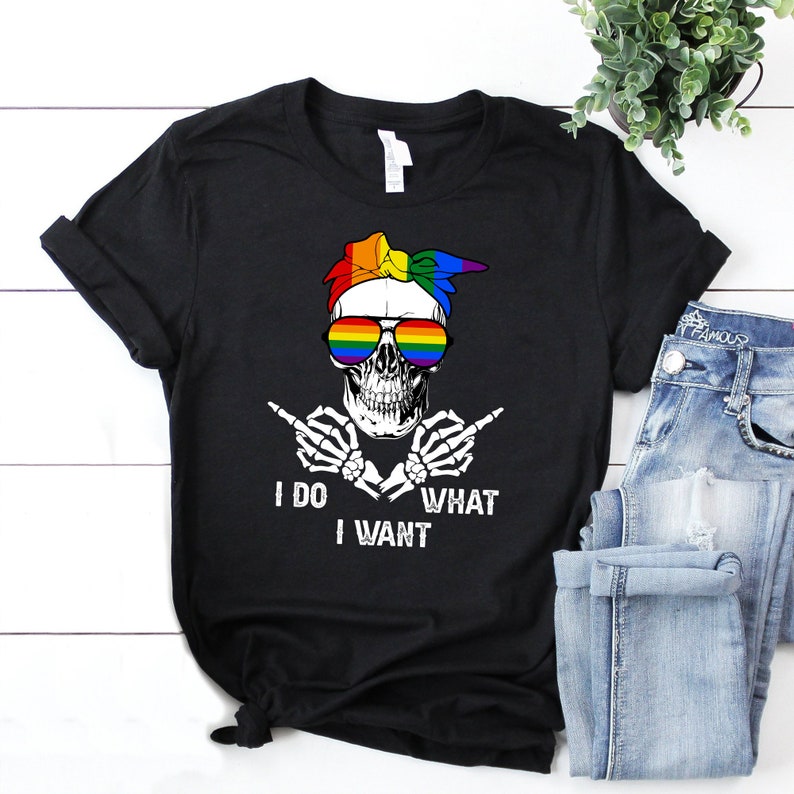 Funny Pride Shirt, I Do What I Want Funny Lgbt Skeleton T-Shirt, Skeleton Tee, Gay Pride, Les Pride