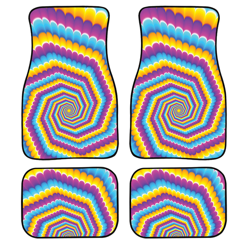 Colorful Spiral Illusion Print Front And Back Car Floor Mats, Front Car Mat