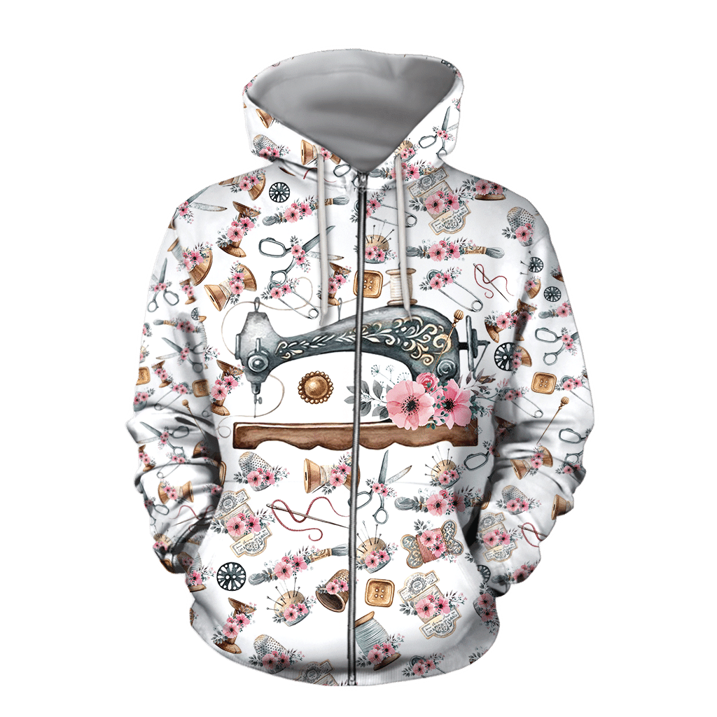 Sewing 3D Zip Up Hoodie Shirt For Men And Women