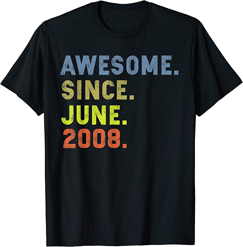 Awesome Since June 2008 Vintage 11th Birthday gift boys girl T-Shirt