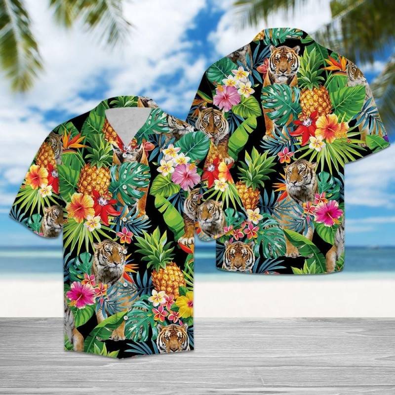 Artsyhomes [Hawaii Shirt] Hiding Tiger G5703