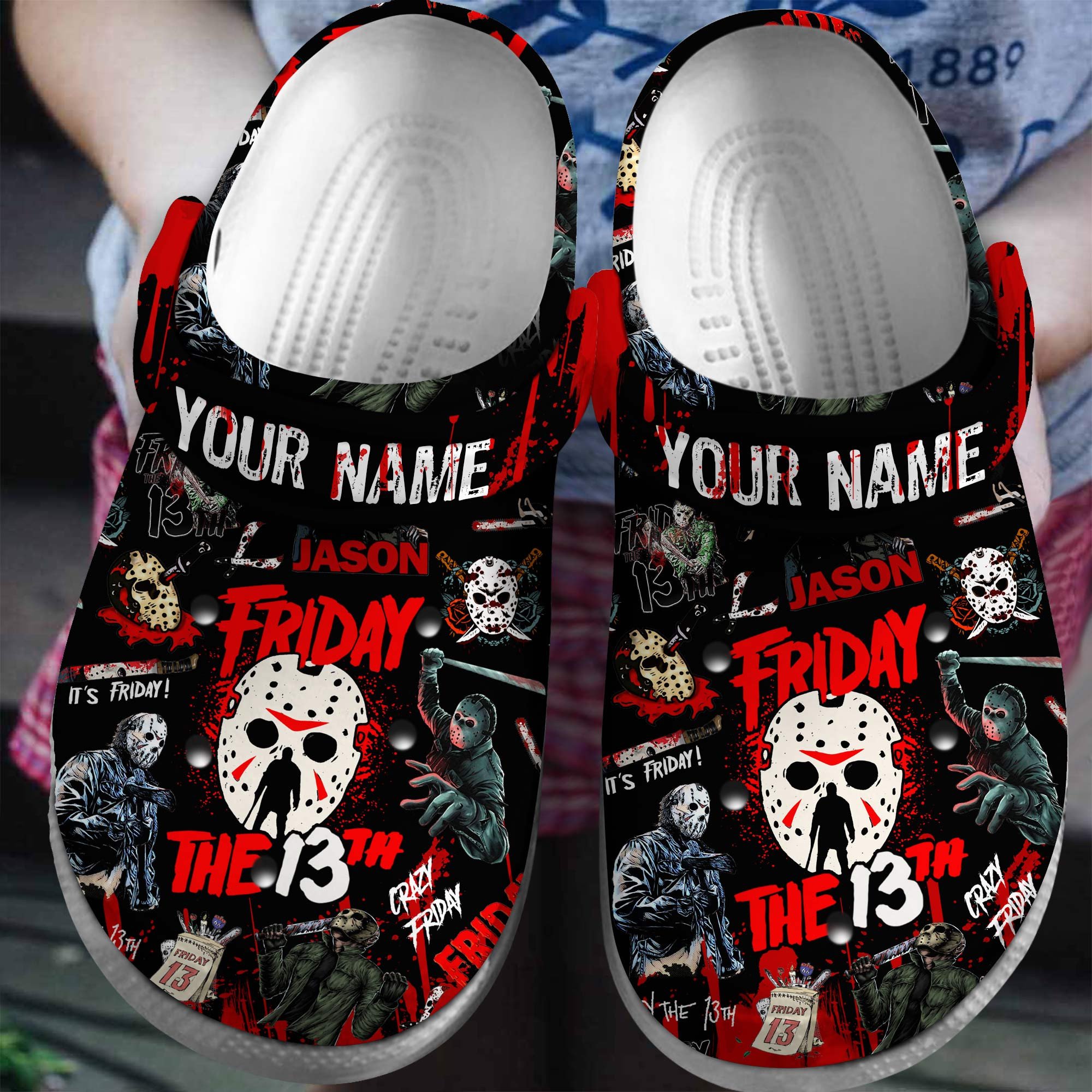 Friday the 13th Movie Halloween Crocs Crocband Clogs Shoes Comfortable For Men Women and Kids 2