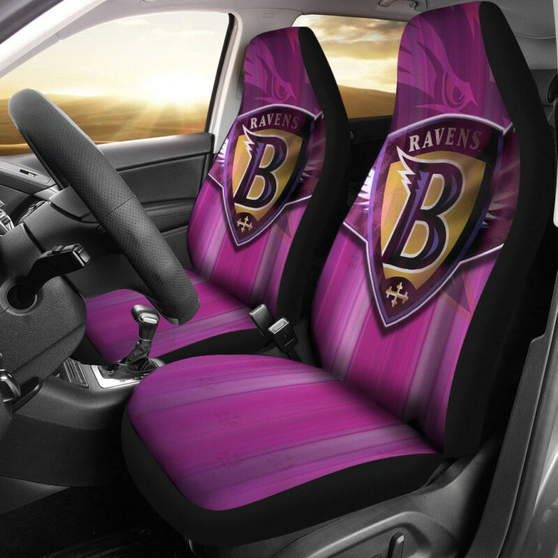 Baltimore Ravens American Football Team Car Seat Covers Minimal Raven Head Underground B Wings Metal Purple Seat Covers