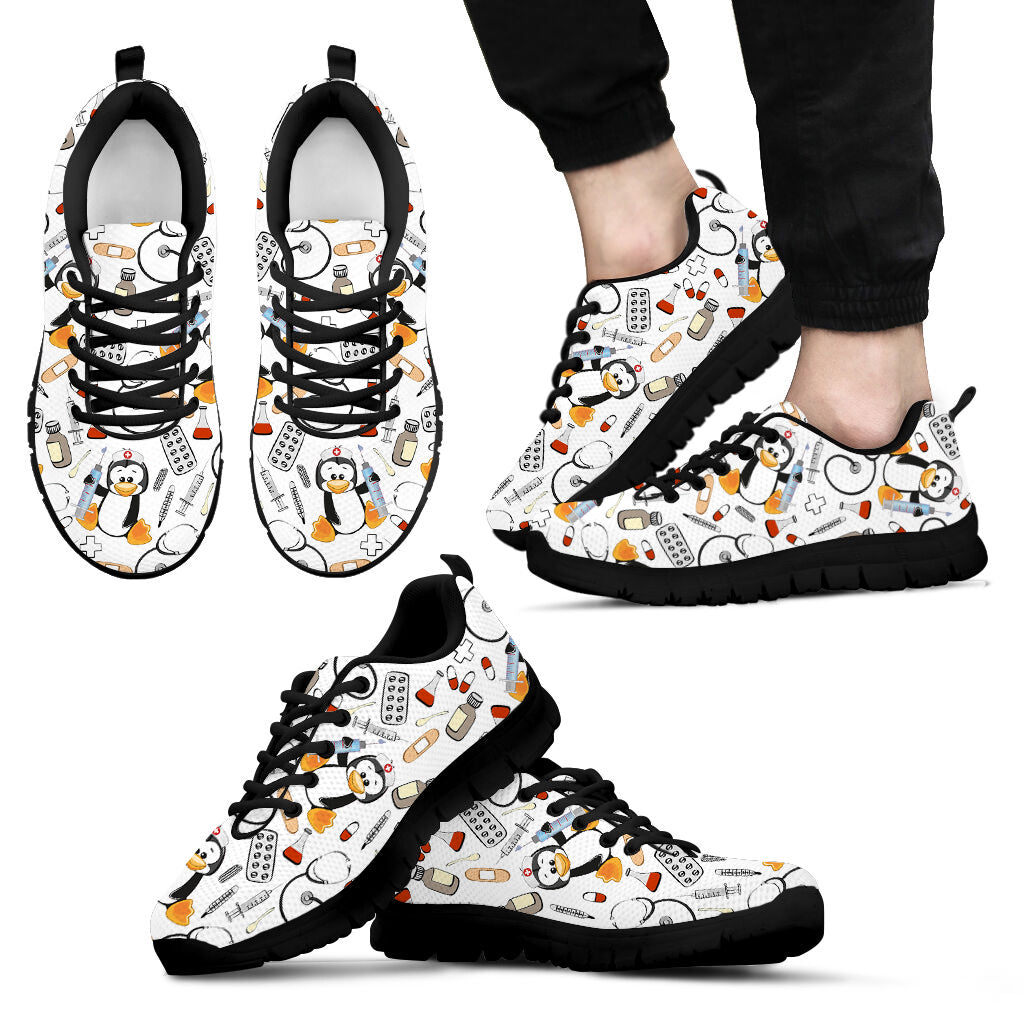 Penguin Nurse White Pattern Shoes Fashion Sneaker Comfortable Walking Running Lightweight Casual Shoes