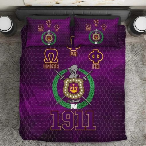 Black Greek – Omega Psi Phi Hexagon Symbol 3D Bedding Set