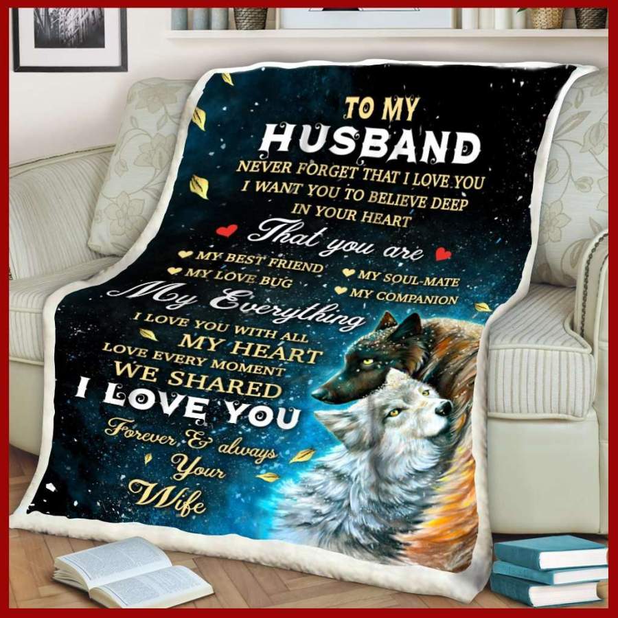 Wolf Blanket Giving Husband I Love You With All My Heart