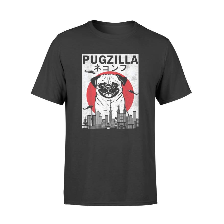 Vintage Pugzilla Japanese Sunset Style Dog Pug Lover – Standard T-shirt