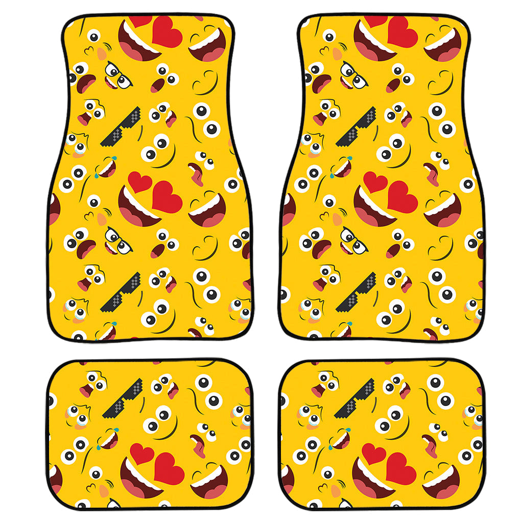 Funny Emoji Pattern Print Front And Back Car Floor Mats, Front Car Mat