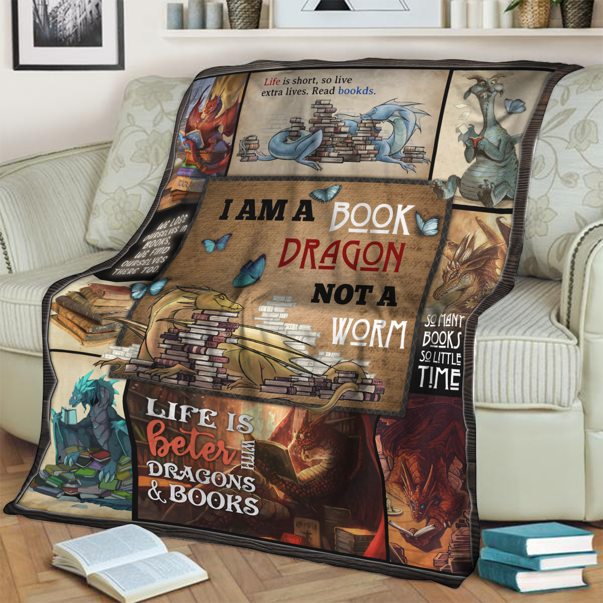 I’M A Book Dragon Throw Blanket