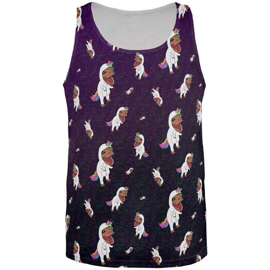 T-Rex Wearing Unicorn Costume Rexicorn Pattern All Over Mens Tank Top