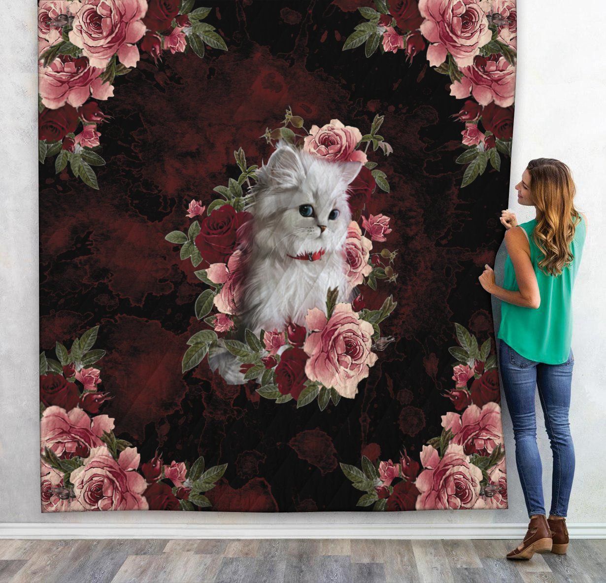 Casespring 3D Cat And Flower Custom Quilt