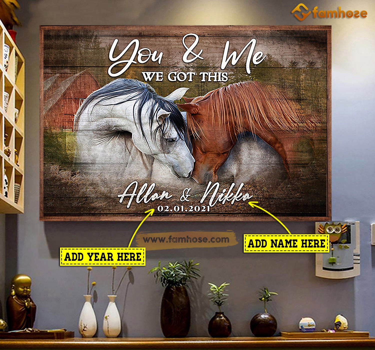 Valentine’S Day Personalized Horse Poster/Canvas, You And Me We Got This Love In The Field, Horse Canvas Wall Art, Poster Gift For Horse Lovers