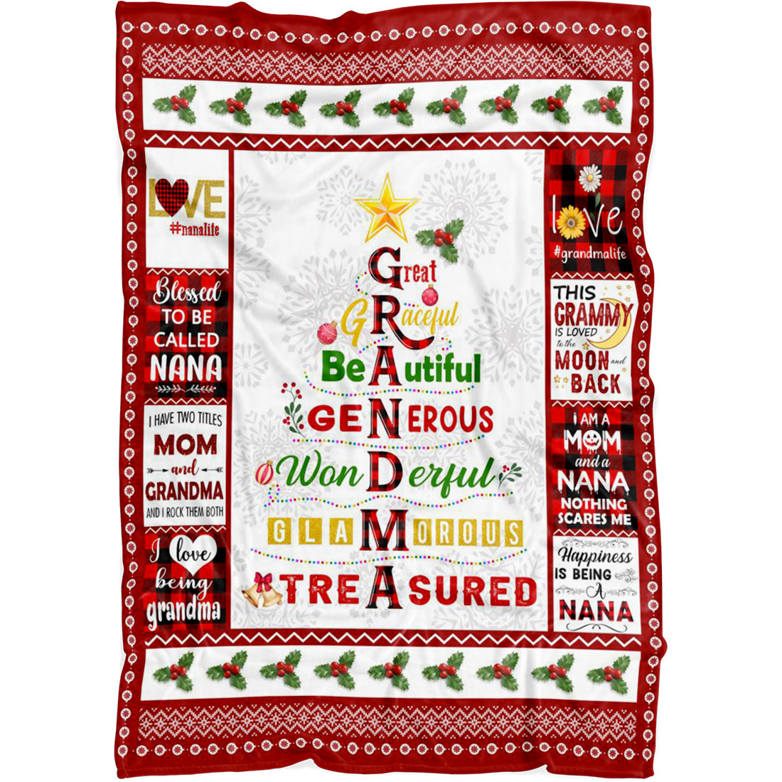 Christmas Blanket Word Tree for Grandma & Mother