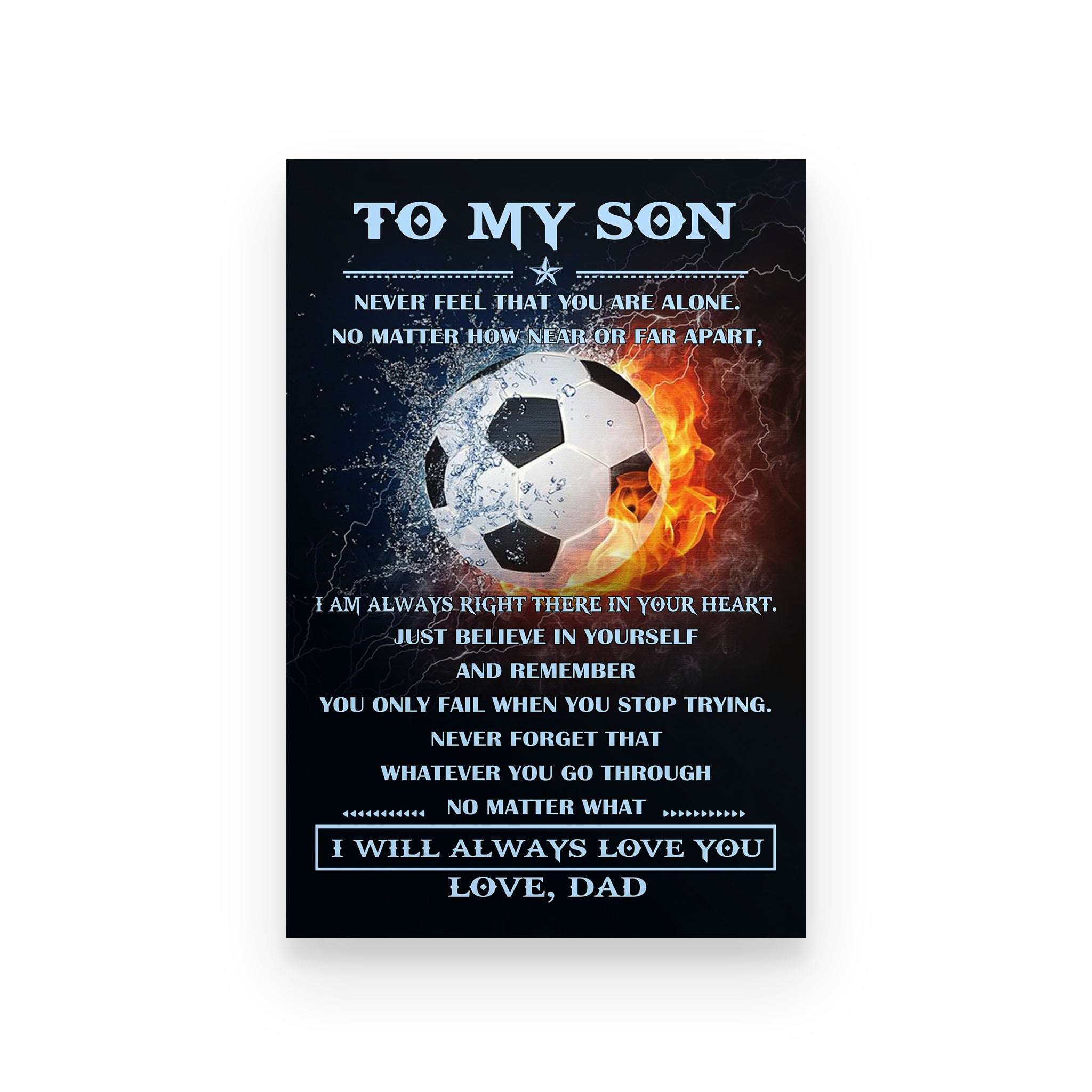 soccer poster dad to son i will always love you