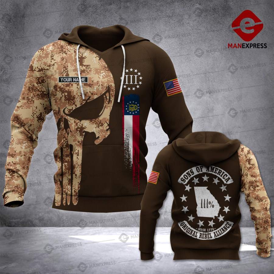 VH CUSTOMIZE  Georgia THREE PERCENTER HOODIE 3D ALL OVER PRINT 2408 LVT