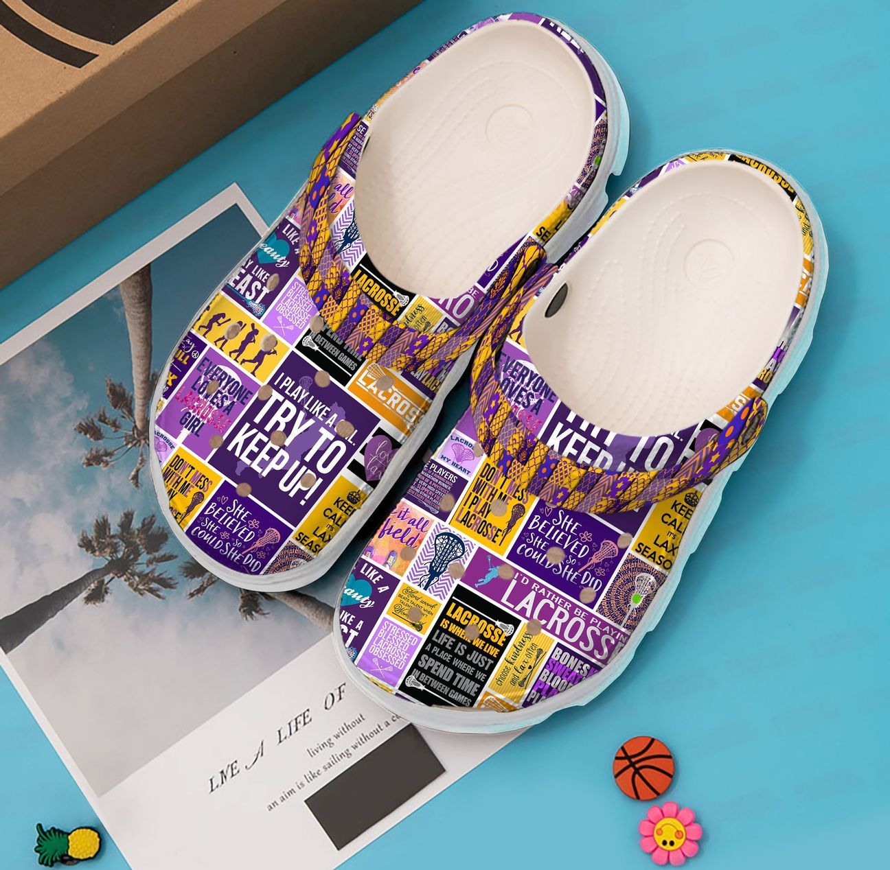 Lacrosse Personalized Clog, Custom Name, Text, Color, Number Fashion Style For Women, Men, Kid, Print 3D Try To Keep Up