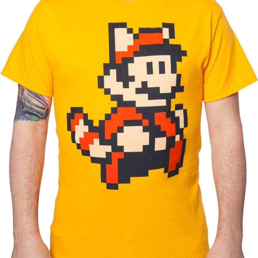 Pixel Raccoon Super Mario T-Shirt