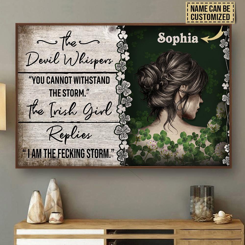 Aeticon Gifts Personalized Irish Girl The Devil Whispered Canvas Mom Dad Gift Home Decor