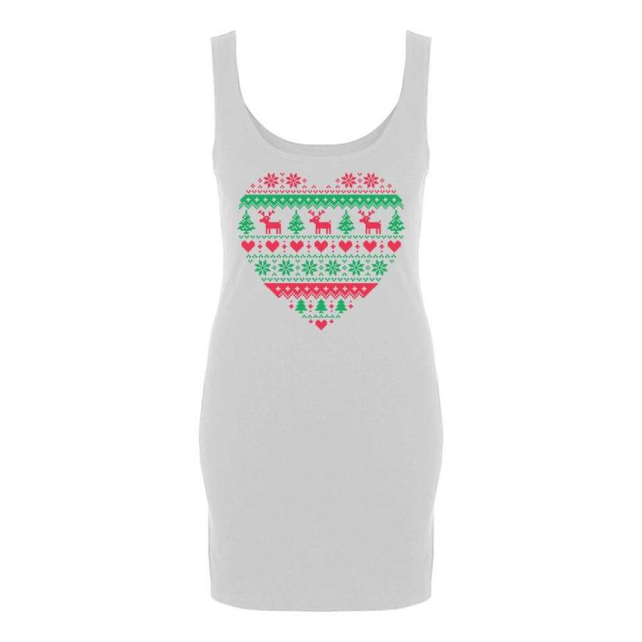 Xmas Party – Heart Shaped Ugly Christmas Sweater Maternity Tank Top