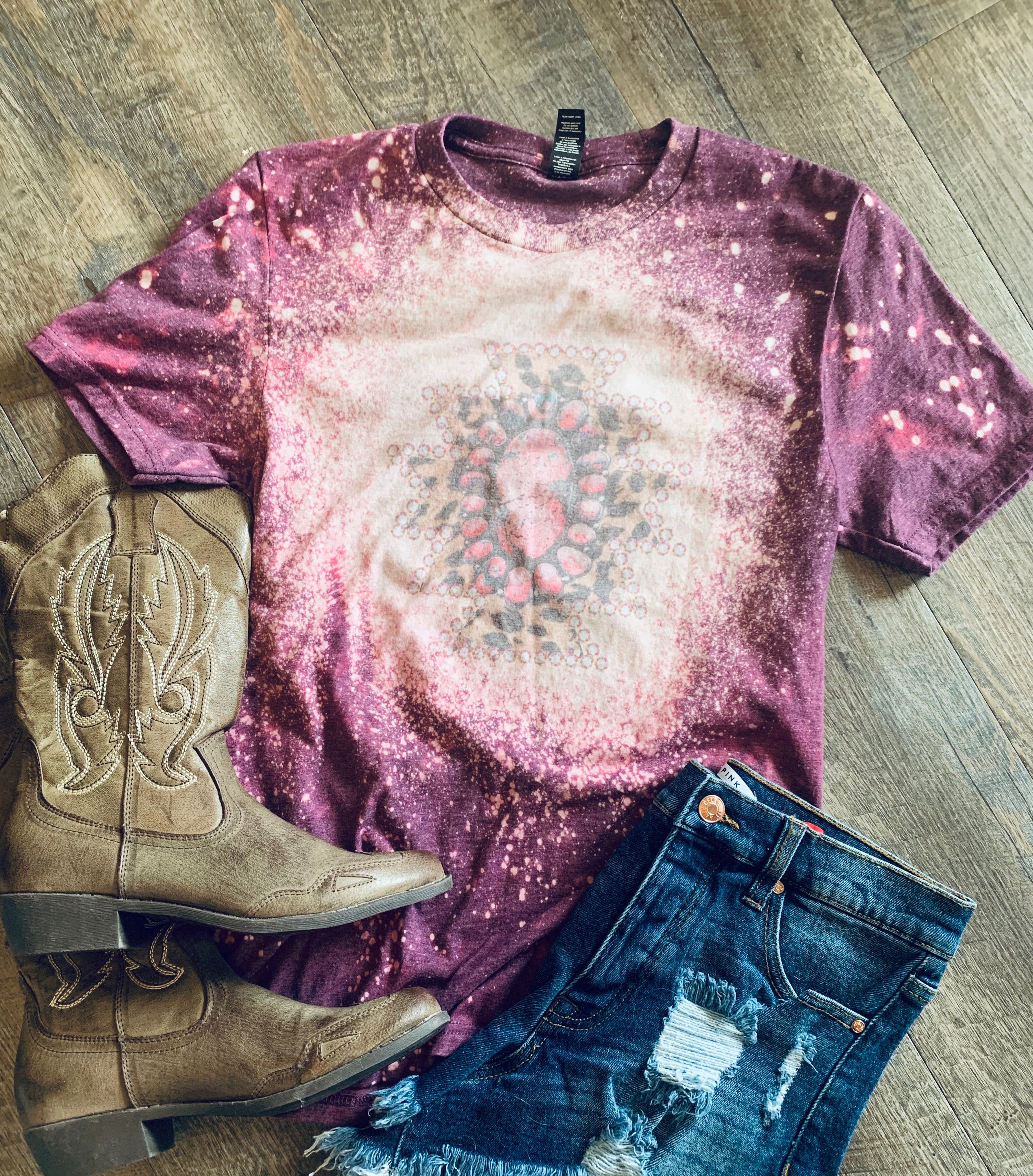 Purple Bleached Leopard Pink Stone // Graphic Tee