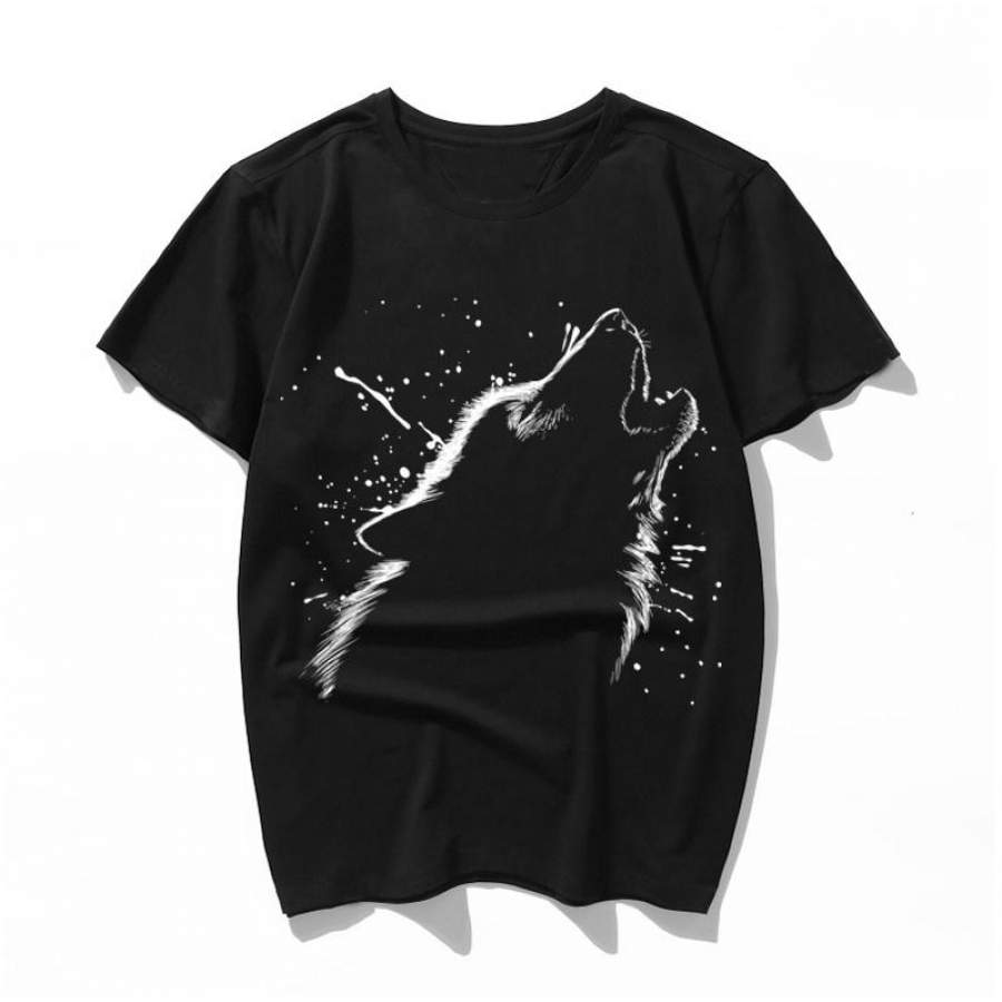 wolf white women cute funny t shirt men Short Sleeve Casual plus size XS-3XL tee shirt homme design tshirts mens